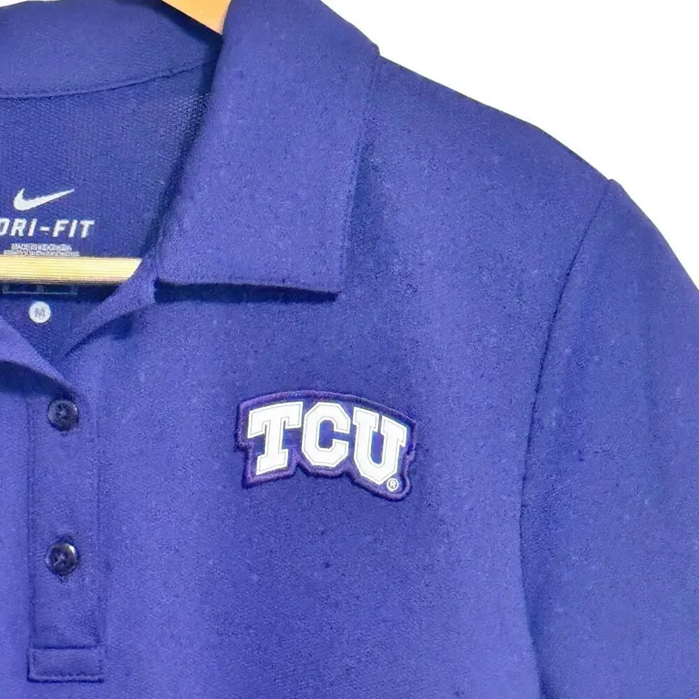 NIKE TCU Texas Christian Horned Frogs Dri-Fit‎ Purple Polo NCAA Women's Sz M